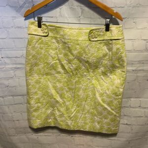 Dalia Lime Green Print Pencil Lined Skirt Woman’s size 12